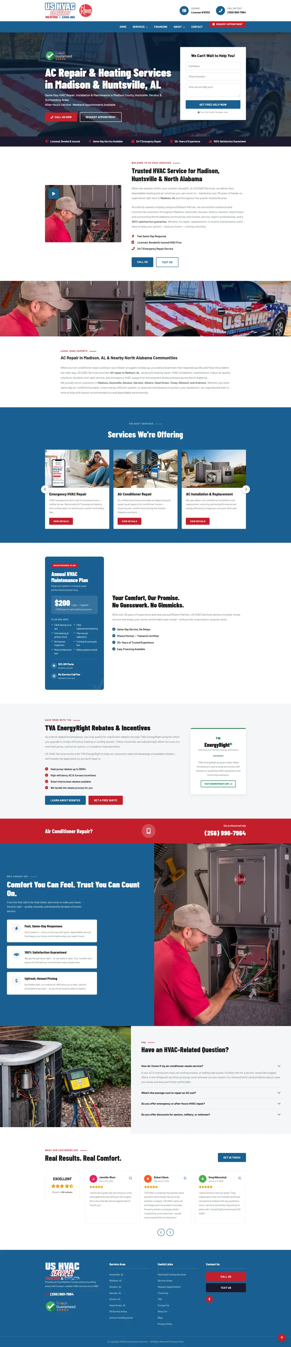 Full homepage of US HVAC Services — HVAC Contractor, a design example we benchmark against
